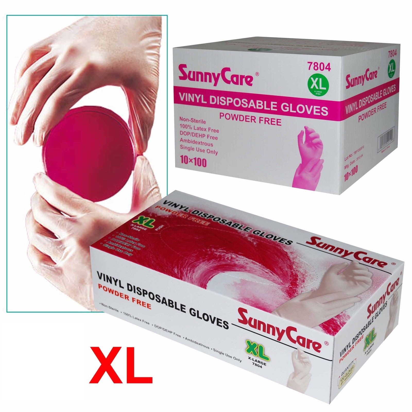 SunnyCare #8604 Powder-Free Nitrile Medical Exam Gloves XL Vinyl Latex Free 