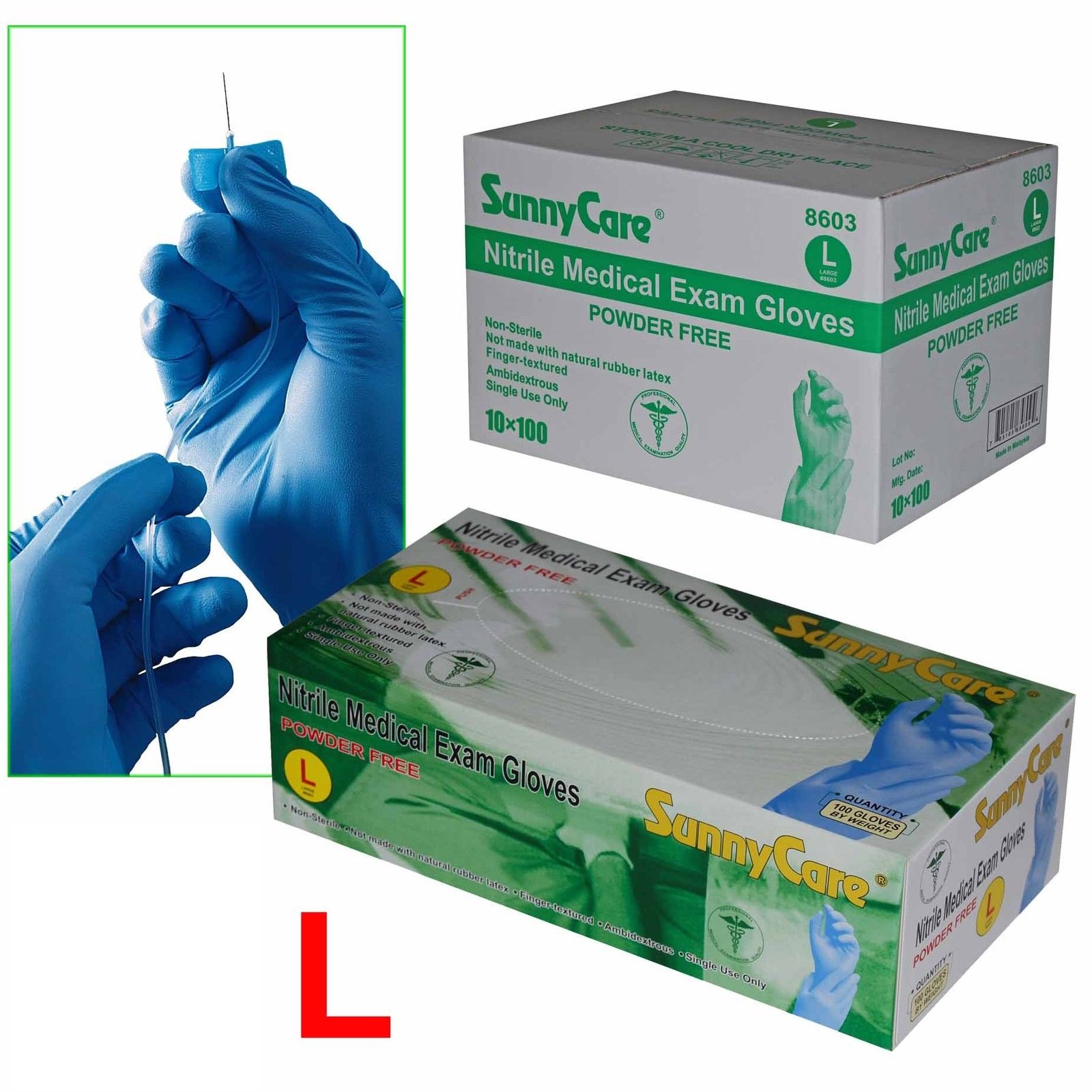 Non Vinyl Latex XS 1000 SunnyCare Nitrile Exam Gloves Powder Free Chemo-Rated