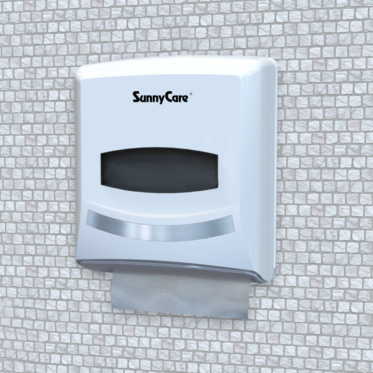 Towel Paper Dispenser V-fold SunnyCare #8238W White ABS Plastic Singlefold 